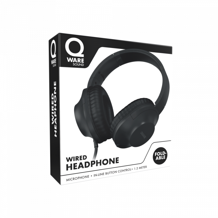 QWARE WIRED FOLDABLE HEADPHONE BLAC